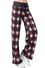 12Pm Mon Ami Black Red Checkered Plaid Casual Lounge Pants - f_bottoms