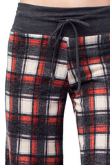 12Pm Mon Ami Black Red Checkered Plaid Casual Lounge Pants - f_bottoms