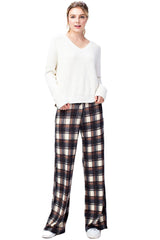 12Pm Mon Ami Black Red Checkered Plaid Casual Lounge Pants - f_bottoms