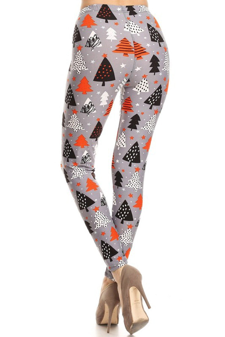 Niobe Clothing Grey Christmas Tree Design Leggings - Leggings p_leggings