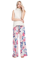 12Pm Mon Ami Exotic Peach Flowering Casual Lounge Pants - pants