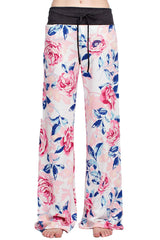 12Pm Mon Ami Exotic Peach Flowering Casual Lounge Pants - pants