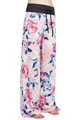 12Pm Mon Ami Exotic Peach Flowering Casual Lounge Pants - pants