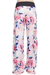 12Pm Mon Ami Exotic Peach Flowering Casual Lounge Pants - pants