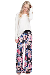 12Pm Mon Ami Charcoal Flowering Casual Lounge Pants - pants