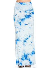 Niobe Clothing Sky Blue Tie Dye Printed Maxi Skirt - Skirts