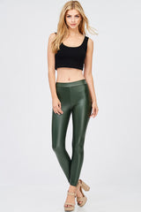 Venti6 Solid Faux Leather Gloss Matte Leggings - f_bottoms