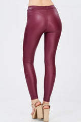 Venti6 Solid Faux Leather Gloss Matte Leggings - f_bottoms