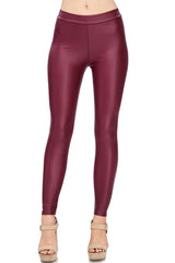 Venti6 Solid Faux Leather Gloss Matte Leggings - f_bottoms