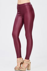 Venti6 Solid Faux Leather Gloss Matte Leggings - f_bottoms