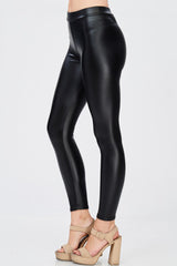 Venti6 Solid Faux Leather Gloss Matte Leggings - f_bottoms