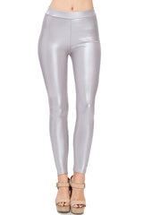 Venti6 Solid Faux Leather Gloss Matte Leggings - f_bottoms