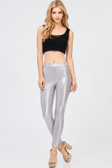 Venti6 Solid Faux Leather Gloss Matte Leggings - f_bottoms