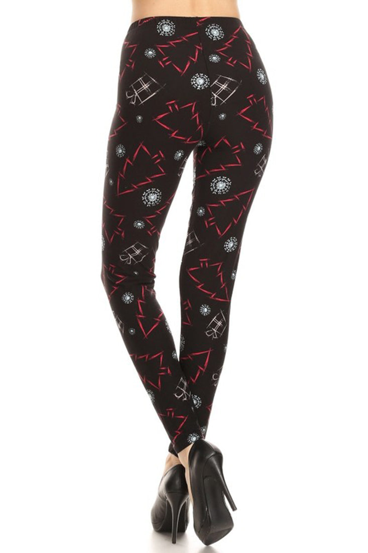 Niobe Clothing Black Red Gift Tree Design Leggings - p_leggings