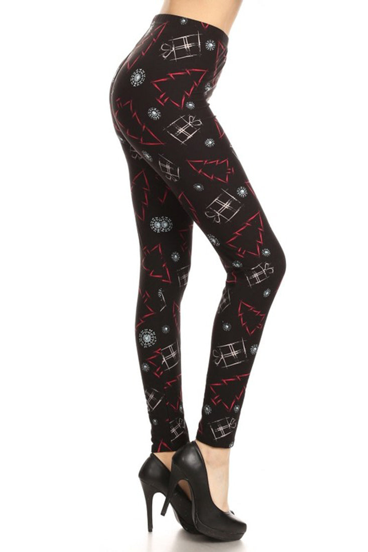 Niobe Clothing Black Red Gift Tree Design Leggings - p_leggings