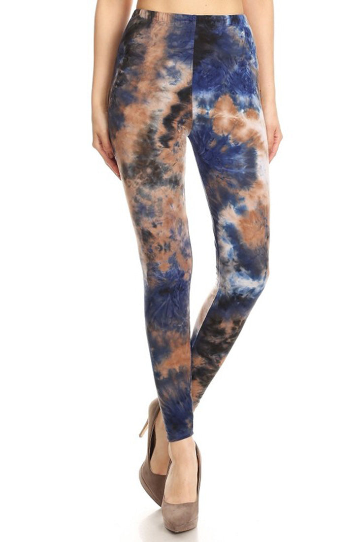 Niobe Clothing Bronze Blue Tie Dye Leggings - Leggings p_leggings