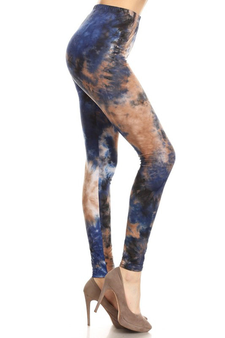 Niobe Clothing Bronze Blue Tie Dye Leggings - Leggings p_leggings