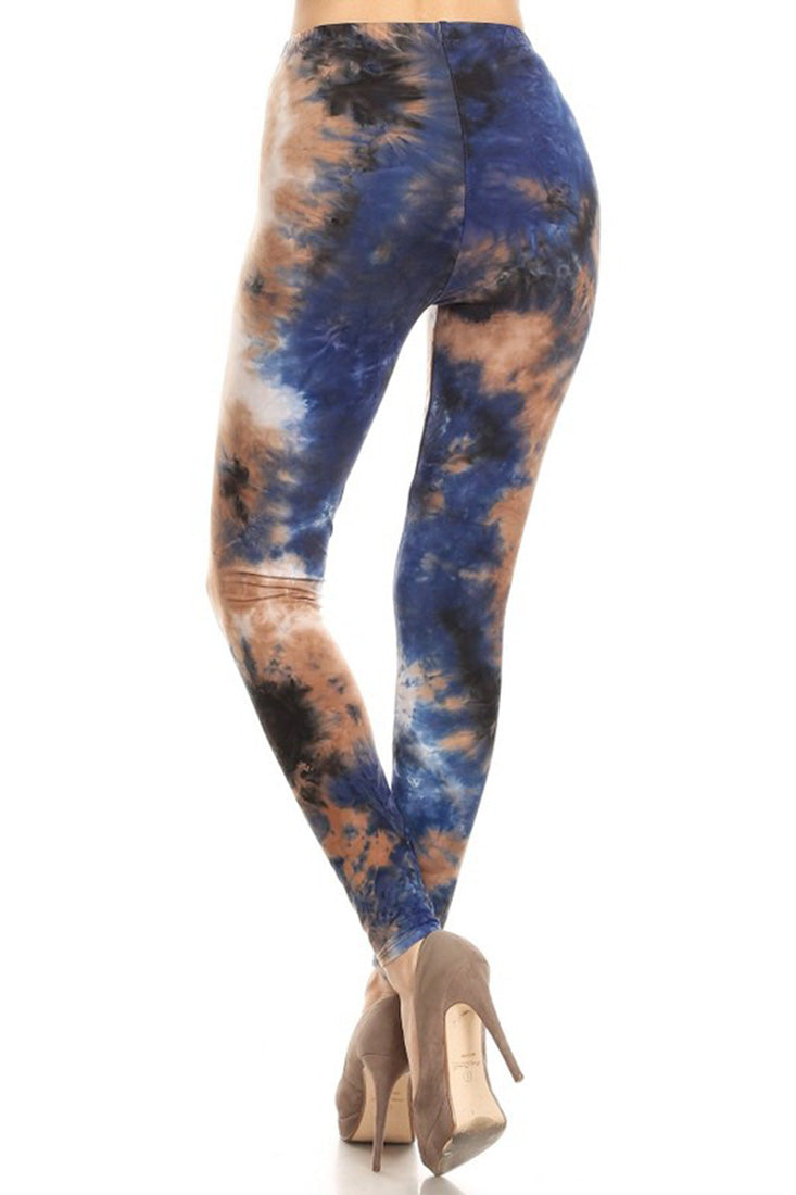 Niobe Clothing Bronze Blue Tie Dye Leggings - Leggings p_leggings