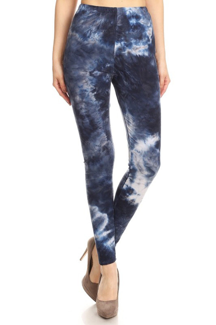 Niobe Clothing Deep Ocean Tie Dye Graphic Print Lined Leggings - Leggings p_leggings