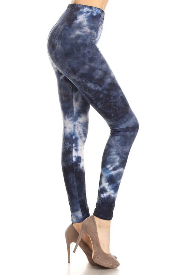 Niobe Clothing Deep Ocean Tie Dye Graphic Print Lined Leggings - Leggings p_leggings