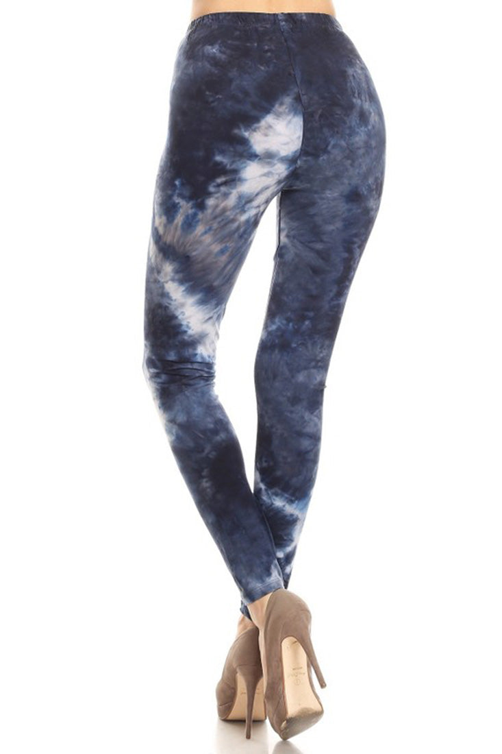 Niobe Clothing Deep Ocean Tie Dye Graphic Print Lined Leggings - Leggings p_leggings