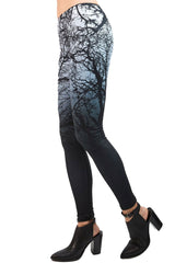 Niobe Clothing Black Ombre Trees Digital Print Leggings - leggings
