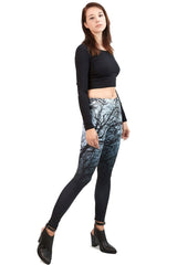 Niobe Clothing Black Ombre Trees Digital Print Leggings - leggings