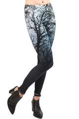 Niobe Clothing Black Ombre Trees Digital Print Leggings - leggings