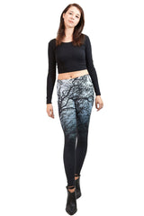 Niobe Clothing Black Ombre Trees Digital Print Leggings - leggings