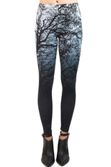 Niobe Clothing Black Ombre Trees Digital Print Leggings - leggings