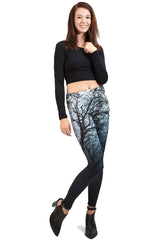 Niobe Clothing Black Ombre Trees Digital Print Leggings - leggings