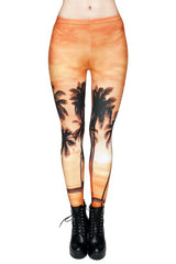 Niobe Clothing Sunset Palms Digital Print Leggings - leggings