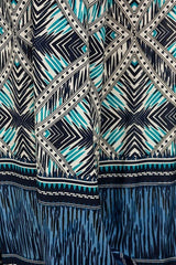 Niobe Clothing High Waist Foldover Boho Palazzo Pants (Blue Multicolor) - pants
