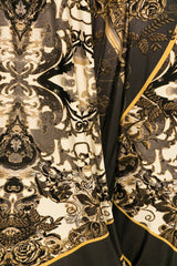 Niobe Clothing High Waist Fold Over Wide Leg Gaucho Palazzo Pants (Baroque Rose) - pants