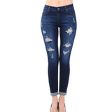Wax Distressed Slim Fit Stretchy Skinny Jeans - pants