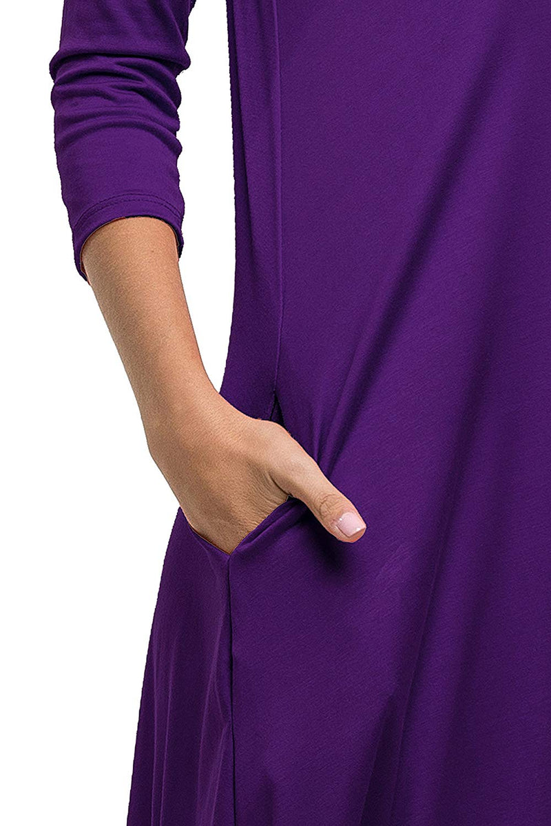 3/4 Sleeve Bubble Hem Pocket Midi Dress with Pockets dress- Niobe Clothing