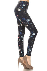Space Man Graphic Print Lined Leggings leggings- Niobe Clothing