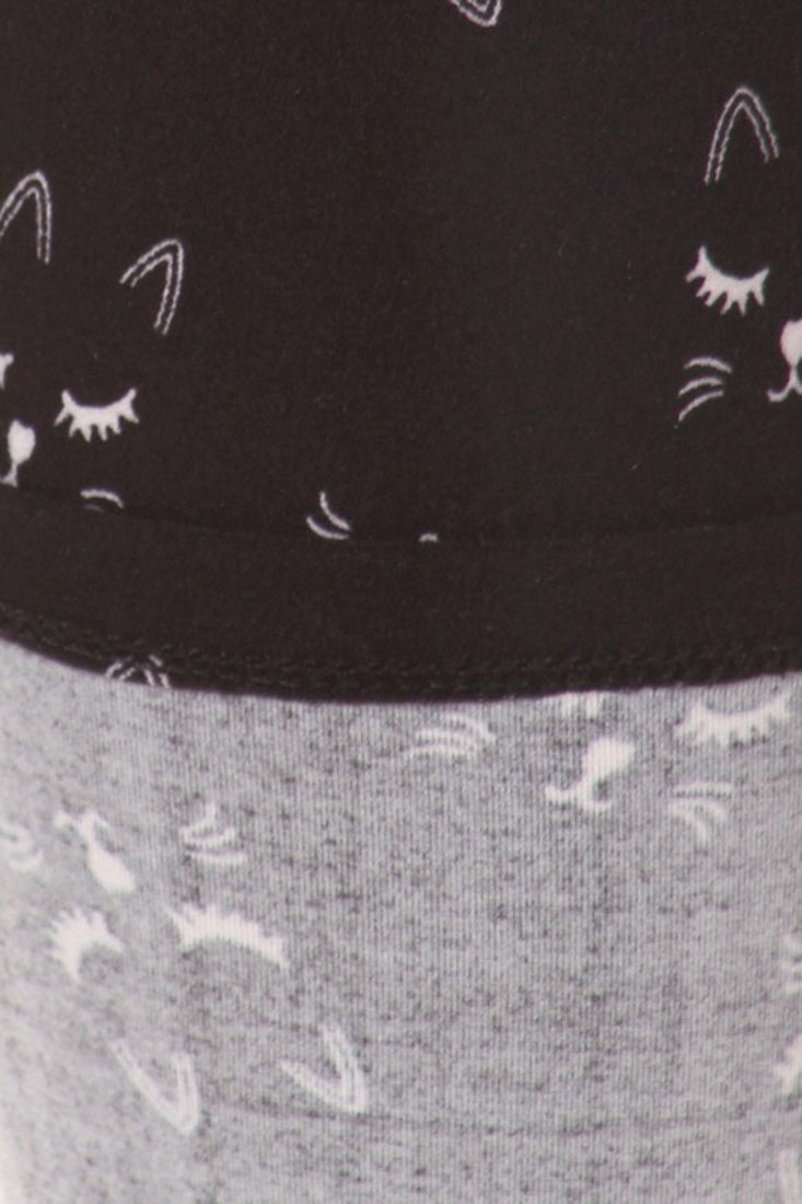 Niobe Clothing Black Cat Graphic Print Lined Leggings - Leggings p_leggings