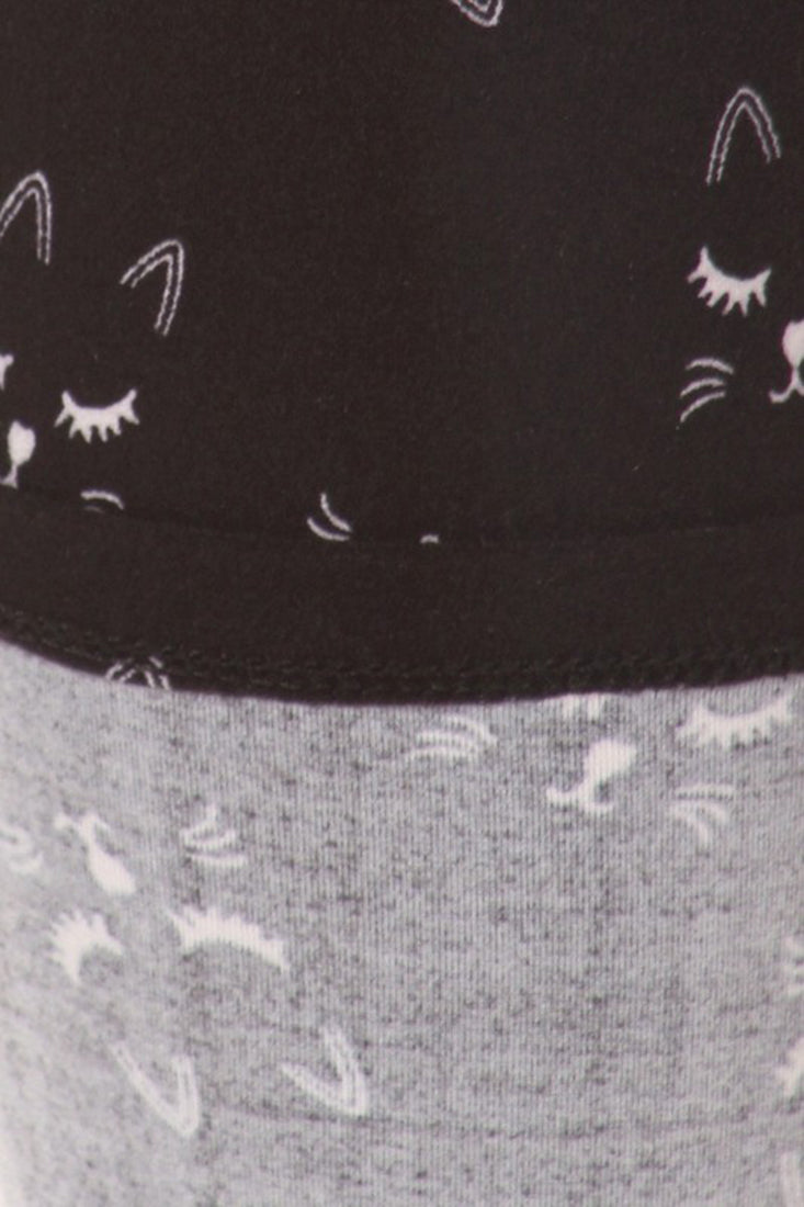Black Cat Graphic Print Lined Leggings leggings- Niobe Clothing