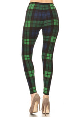 Niobe Clothing Navy Green Plaid Graphic Fashion Lined Leggings - leggings