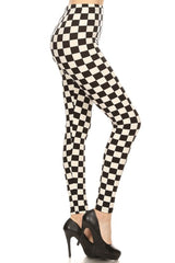 Black White Check Design Leggings leggings- Niobe Clothing