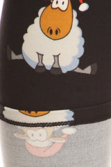 Black Holiday Sheep Design Leggings leggings- Niobe Clothing