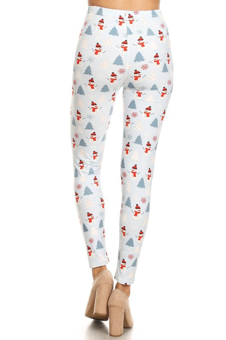 Niobe Clothing Light Blue Snowman Design Leggings - Leggings p_leggings