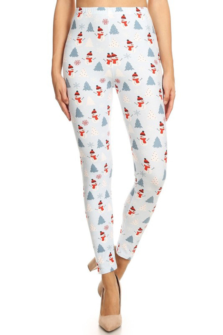 Niobe Clothing Light Blue Snowman Design Leggings - Leggings p_leggings