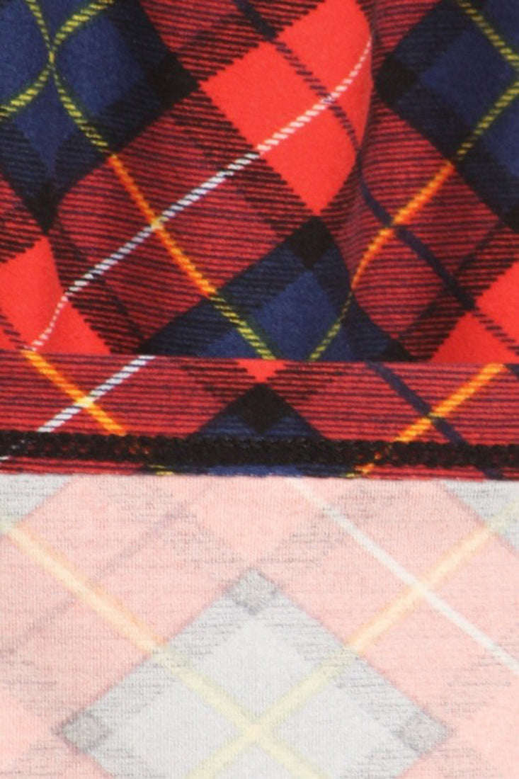 Niobe Clothing Red Blue Plaid Design Leggings - Leggings p_leggings