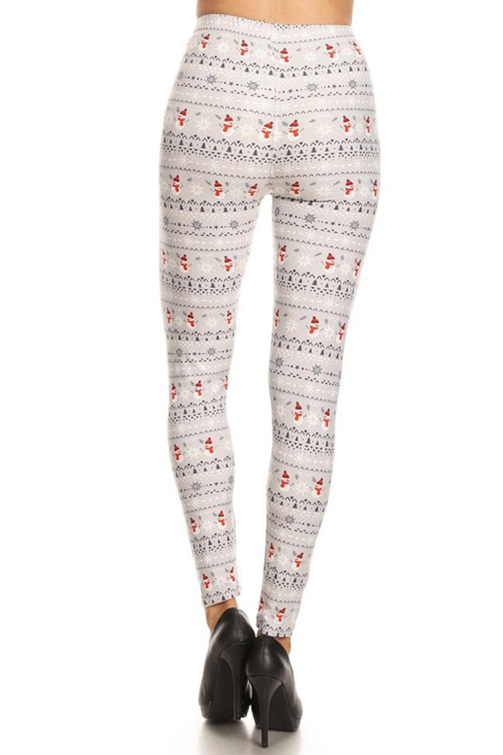 Niobe Clothing Light Grey Snowman Design Leggings - Leggings p_leggings