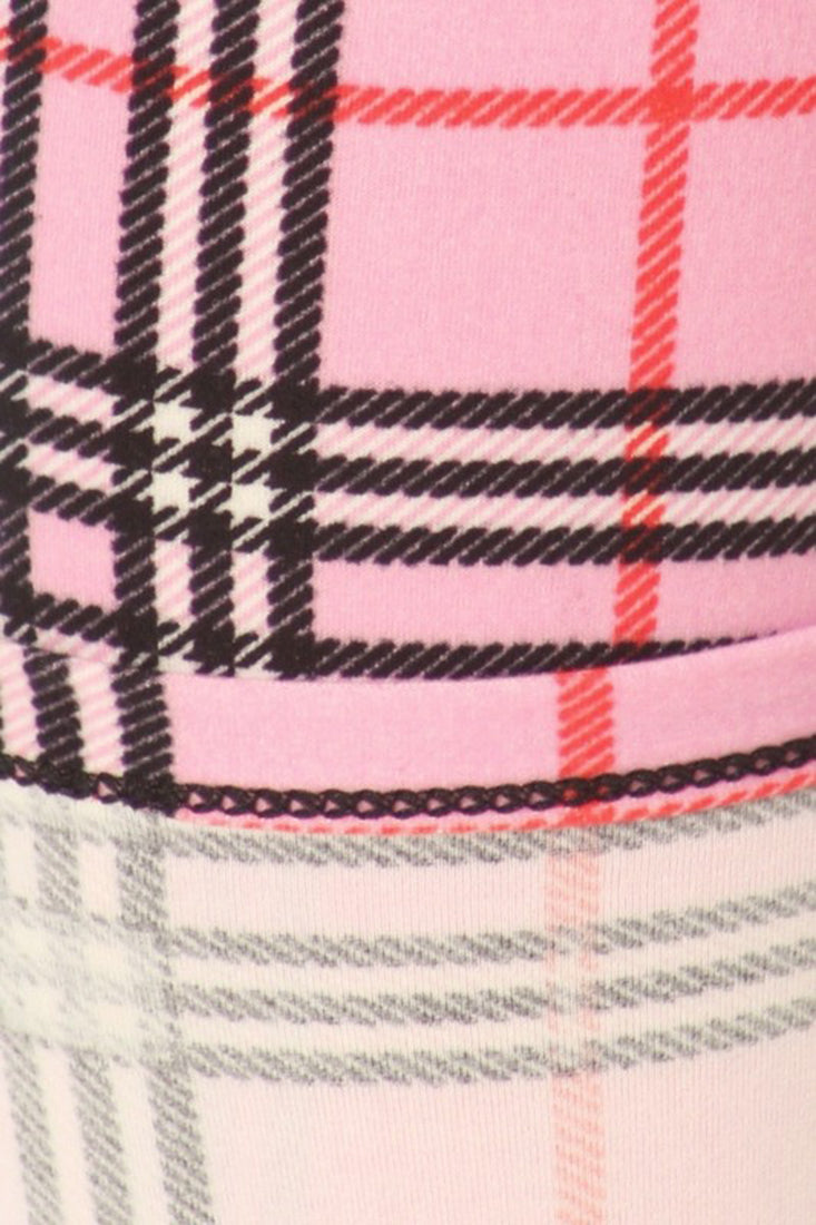 Niobe Clothing Multi Pink Plaid Design Leggings - p_leggings