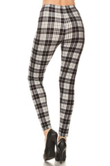 Black White Plaid-1 Graphic Fashion Lined Leggings leggings- Niobe Clothing
