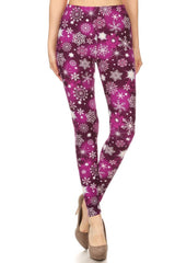 Niobe Clothing Purple Snowflake Design Leggings - leggings