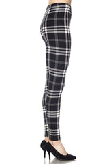 Niobe Clothing Black Plaid Design Leggings - leggings